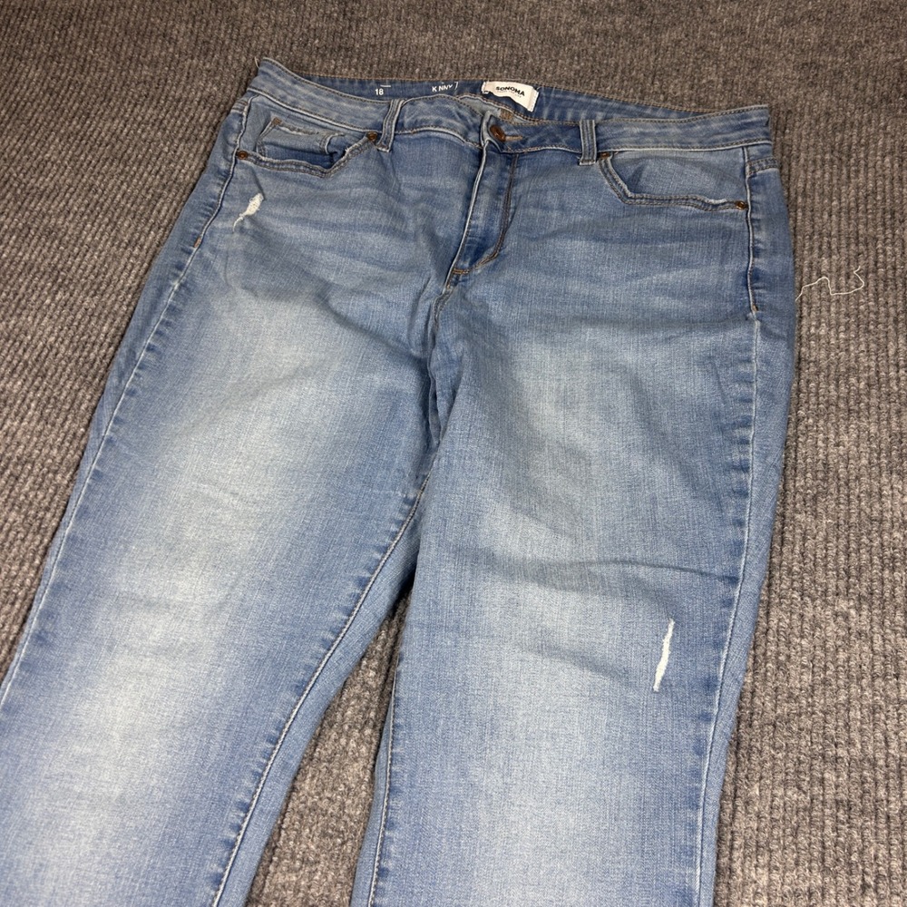 Sonoma Jeans Women's s 18 Skinny Light Wash Distressed Denim Casual Plus Size